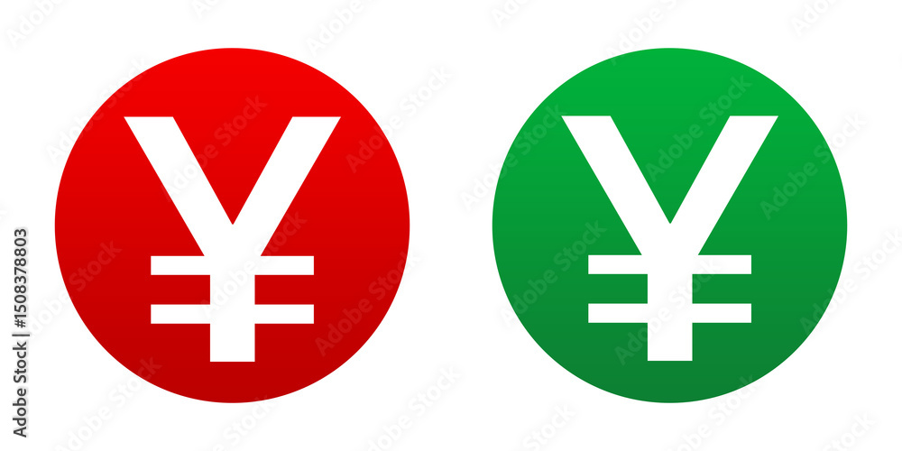 Obraz premium yen currency icon red green with circle shape png file element