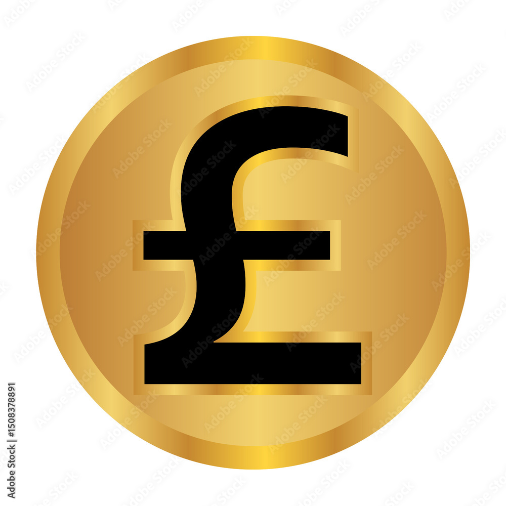 Obraz premium circle golden pound sign png file element