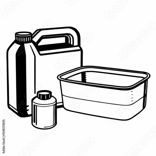 Vector illustration of an isolated, clean plastic milk bottle container with a blue lid