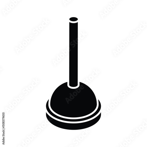 An isometric style icon featuring a plunger tool.