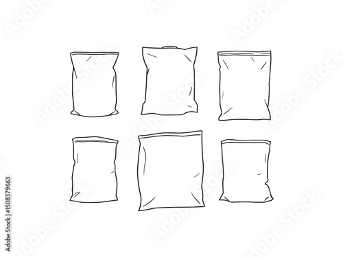 Vacuum bags line art vector illustration