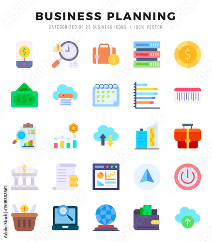 Business Planning Flat icons. Vector Flat illustration.