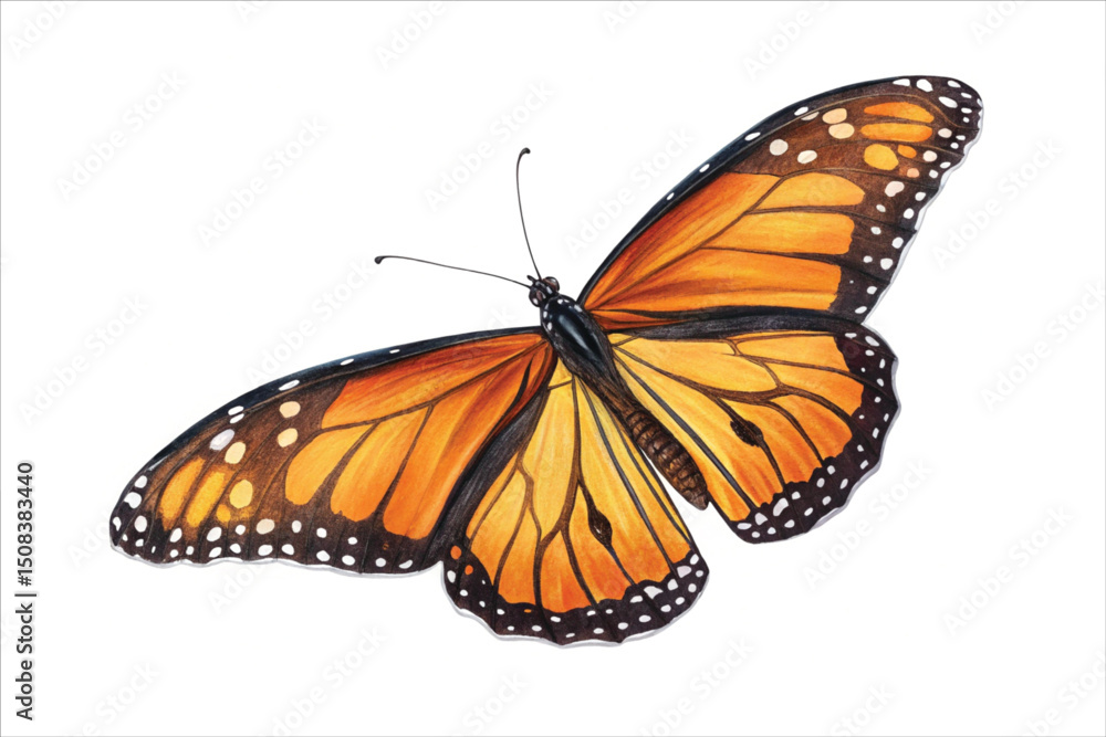 Fototapeta premium Colorful Monarch Butterfly Isolated on White Background