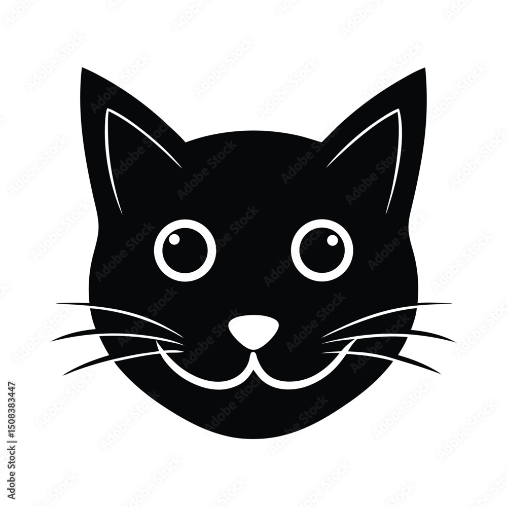 Obraz premium cartoon cat head icon silhouette on white backgrou (2).eps