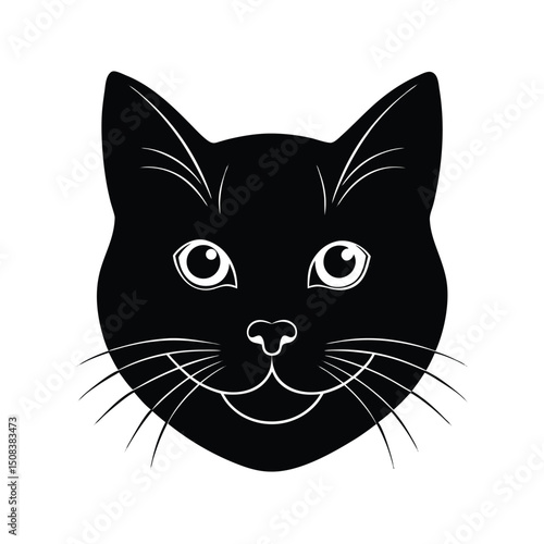british shorthair cat head icon silhouette on whit (3).eps