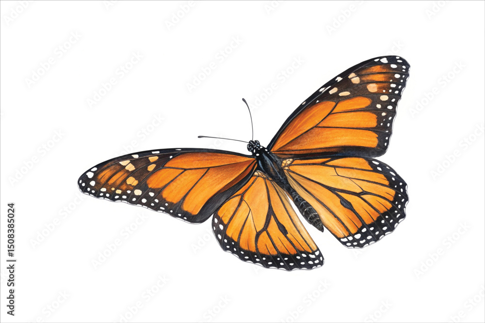 Fototapeta premium Colorful Monarch Butterfly Isolated on White Background