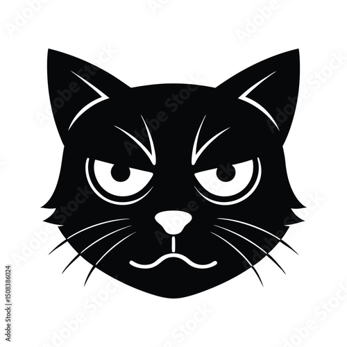 grumpy cat head icon silhouette on white backgroun (2).eps