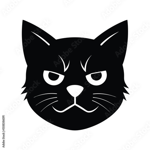 grumpy cat head icon silhouette on white backgroun (1).eps