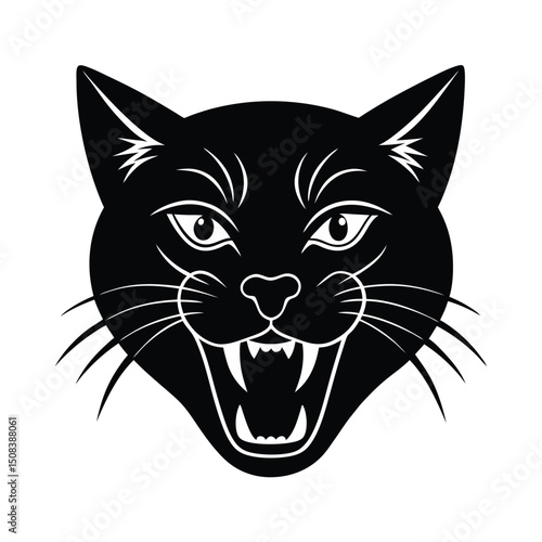 meowing cat head icon silhouette on white backgrou (3).eps