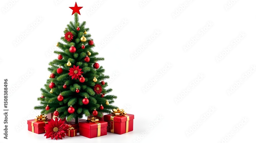 Festive Christmas Tree with Gifts and Ornaments Festive Christmas Tree with Gifts and Ornaments