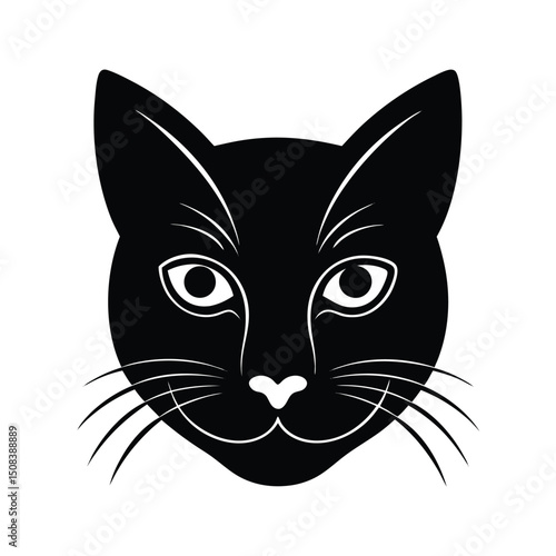 purring cat head icon silhouette on white backgrou (3).eps