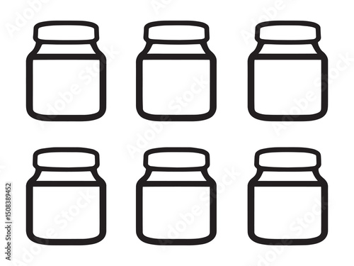 Baby food jars vector line art