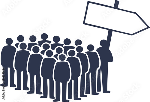 group of people holding a blank sign, silhouette 