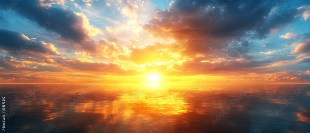 Obraz premium Dramatic sunset over calm water