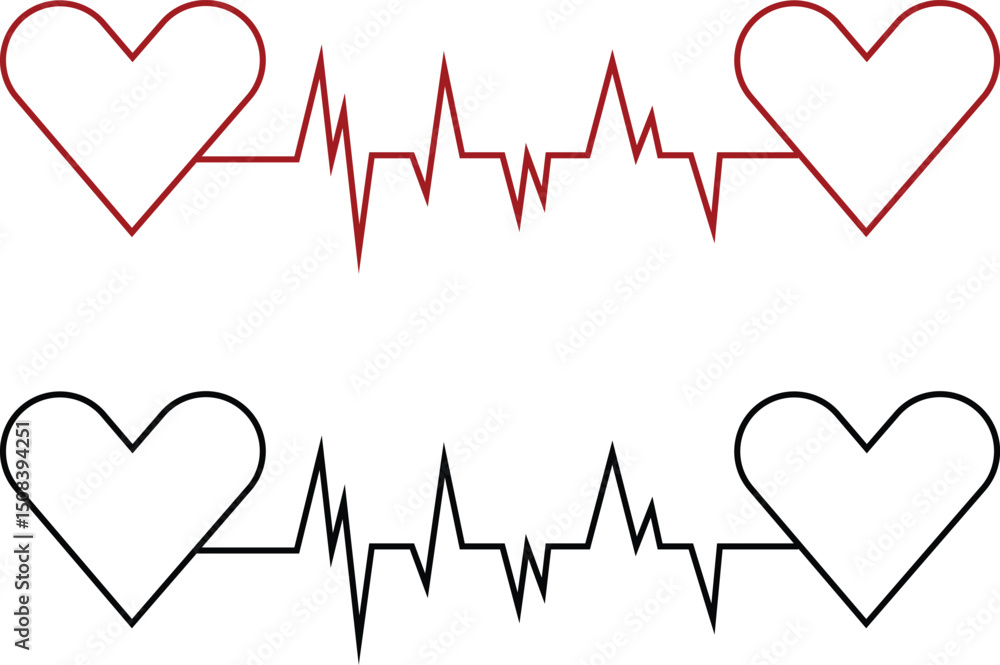 heart bit line with heart icon set. Vector silhouettes heart rate monitor waveforms hearts collection isolated on transparent background. Cardiogram health care symbol use for web and app medical sign heart bit line with heart icon set. Vector silhouettes heart rate monitor waveforms hearts collection isolated on transparent background. Cardiogram health care symbol use for web and app medical sign