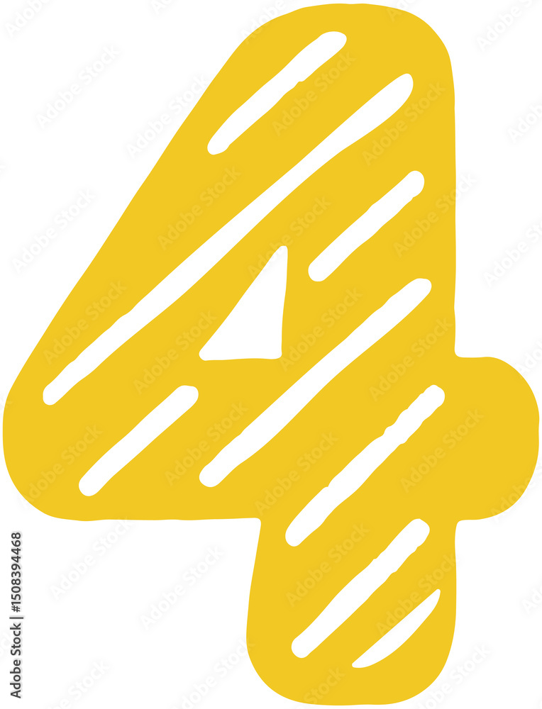 Fototapeta premium Striped Doodle Number 4 