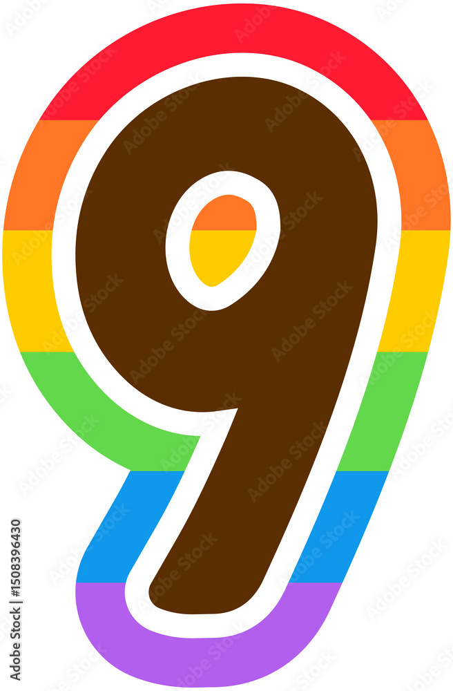 Obraz premium Rainbow Number 9 