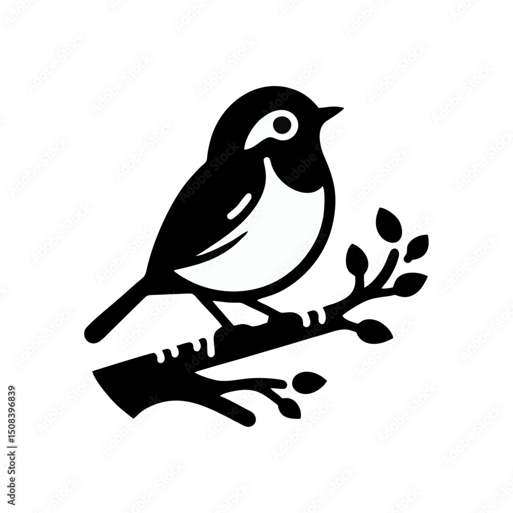 Fototapeta premium Robin bird logo icon design black white