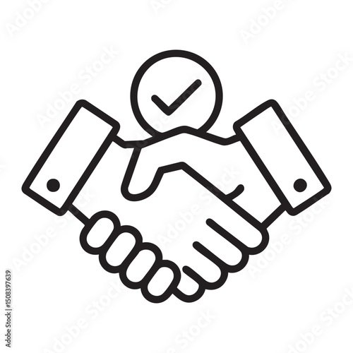 Handshake Icon With Checkmark Representing Agreement Partnership Trust Deal Business Cooperation Contract Success Approval Collaboration