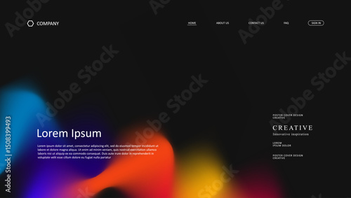 Abstract wave futuristic design of landing page. retro gradient mesh website design	
