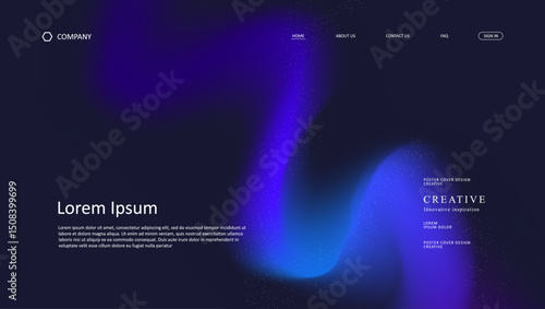Abstract wave futuristic design of landing page. retro gradient mesh website design	
