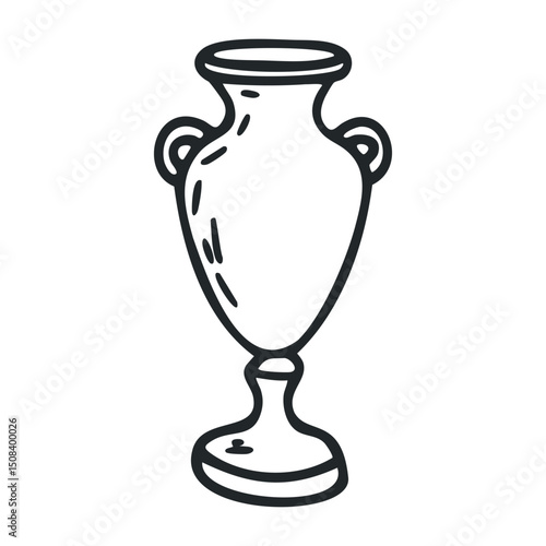 Classic sketch of a decorative antique vase with handles – stock vector icon in line drawing style