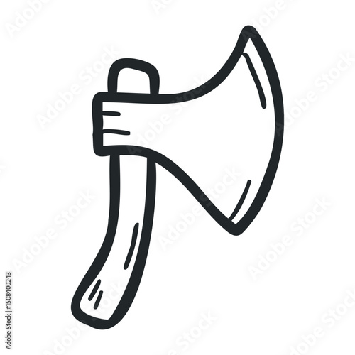 Simple outline of a medieval battle axe with curved blade – stock vector icon in line drawing style