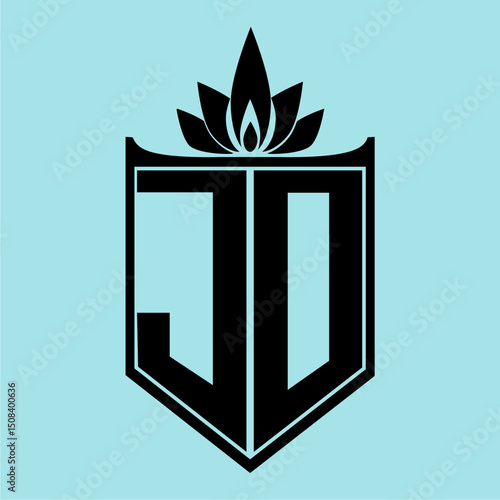 JO Logo with Elegant Crown Symbol and Shield