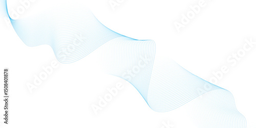 Abstract wave element for design. Digital frequency track equalizer. Stylized line art background. Vector illustration. Wave with lines created using blend tool. Curved wavy line, smooth stripe. 