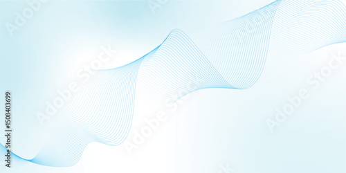Abstract wave element for design. Digital frequency track equalizer. Stylized line art background. Vector illustration. Wave with lines created using blend tool. Curved wavy line, smooth stripe. 