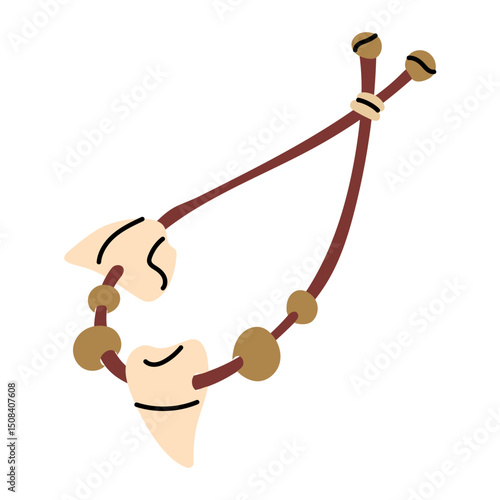 pendant with teeth and stones. Ancestral jewelry. Archaeological finds, excavations, evidence of human life. It is suitable for scientific materials, museum projects, archeology, anthropology history