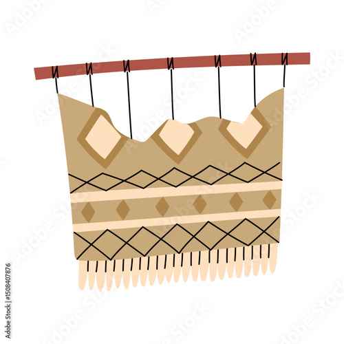 Part of the restored carpet. A piece of textiles. Archaeological finds, excavations, evidence of human life. It is suitable for scientific materials, museum projects, archeology, anthropology, history