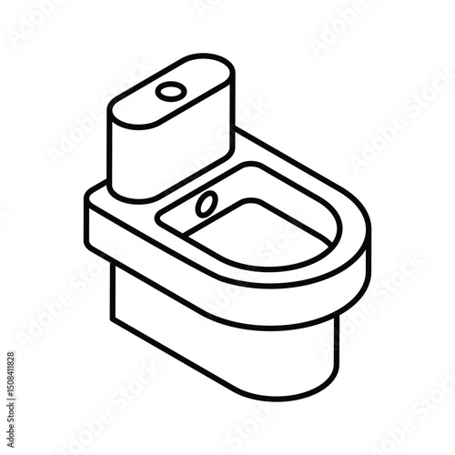 A visually appealing isometric icon of bathroom commode