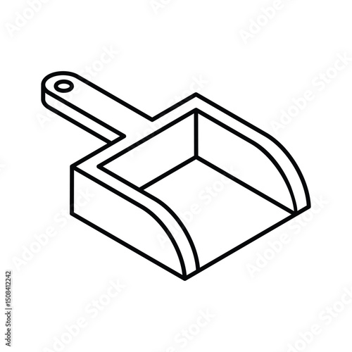 An amazing isometric icon showing dust pan