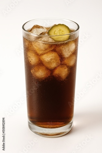 Wallpaper Mural Iced Pickle Cola Drink with Pickle Slice and Condensation in Clear Glass - Studio Shot on White Background Torontodigital.ca