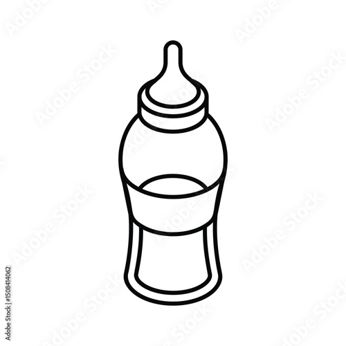 Trendy isometric icon of baby feeder bottle with nipple