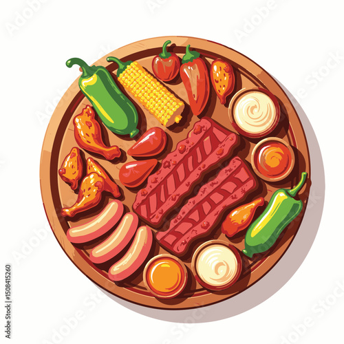 Delicious BBQ platter with grilled meats and veggies, summer feast