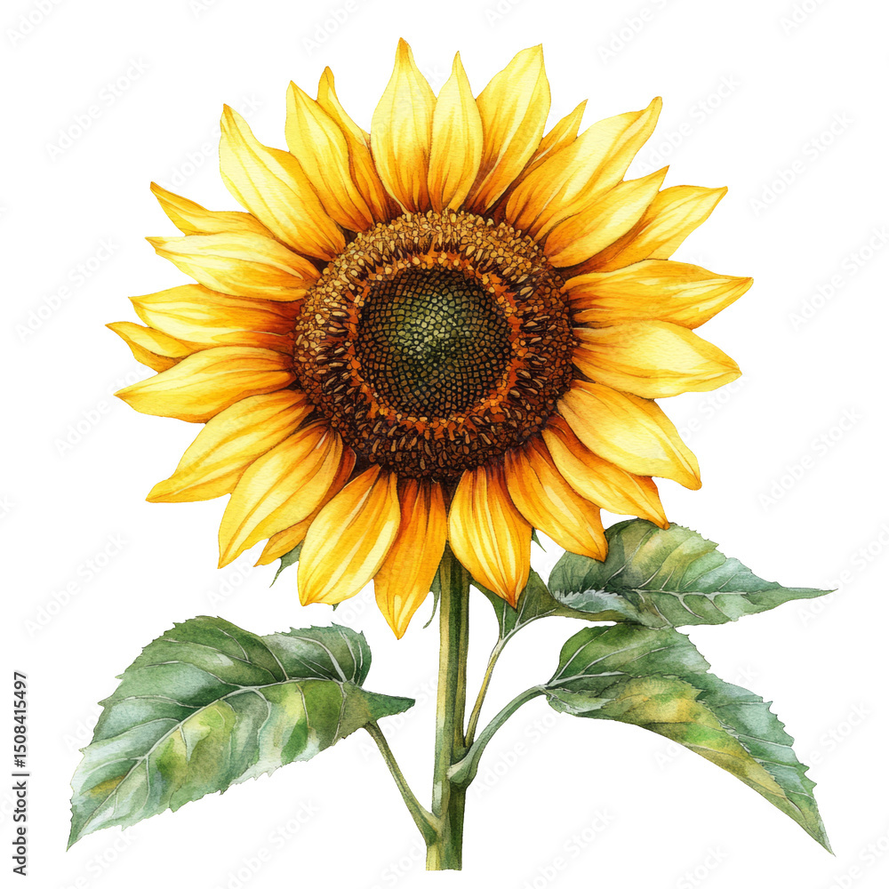 Fototapeta premium Bright Sunflower Illustration Isolated on Transparent Background