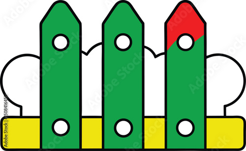 vector outline snowy fence logo icon with white ba.eps