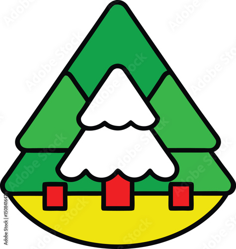 vector outline snowy forest logo icon with white b (1).eps