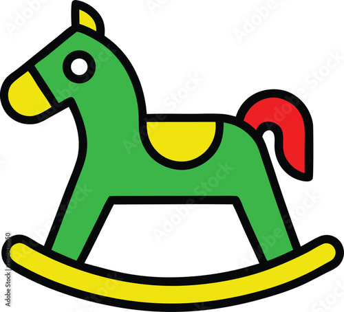 vector outline toy rocking horse logo icon with wh.eps