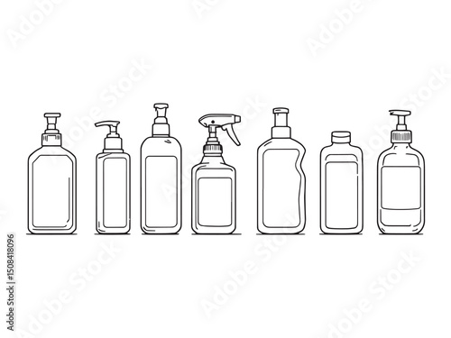 Hand sanitizer line art vector