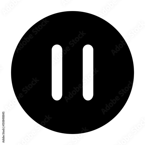 black pause button icon sign on white background png