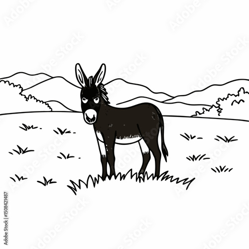 Donkey, goat, and deer animal silhouettes: vector cartoon illustrations of wildlife mammals