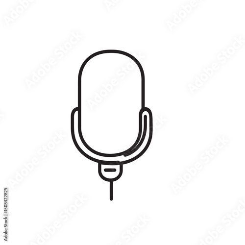 This simple black line microphone icon stands alone with a transparent background