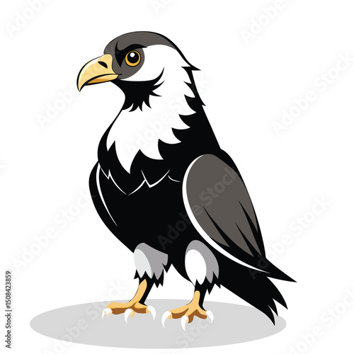 "Realistic Vector Illustration of Black and White Eagle with Dramatic Shadows"