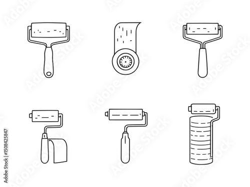 Lint roller line art illustration