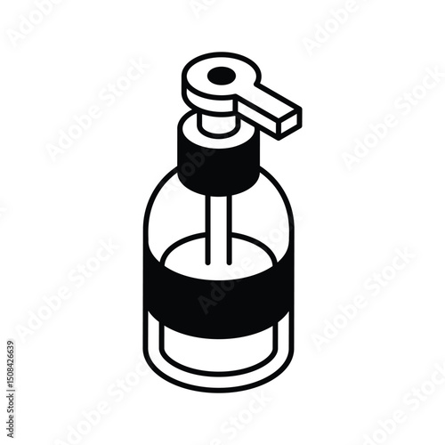 An editable isometric icon of liquid soap dispenser bottle
