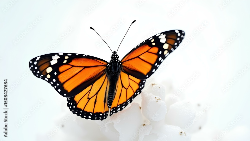 Fototapeta premium Monarch Butterfly with Detailed Wings on White