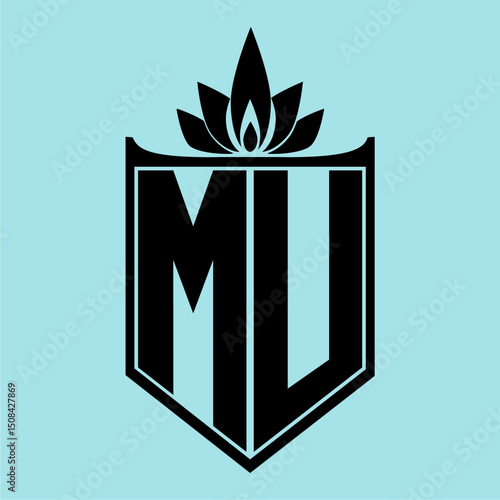 MU Logo with Elegant Crown Symbol and Shield